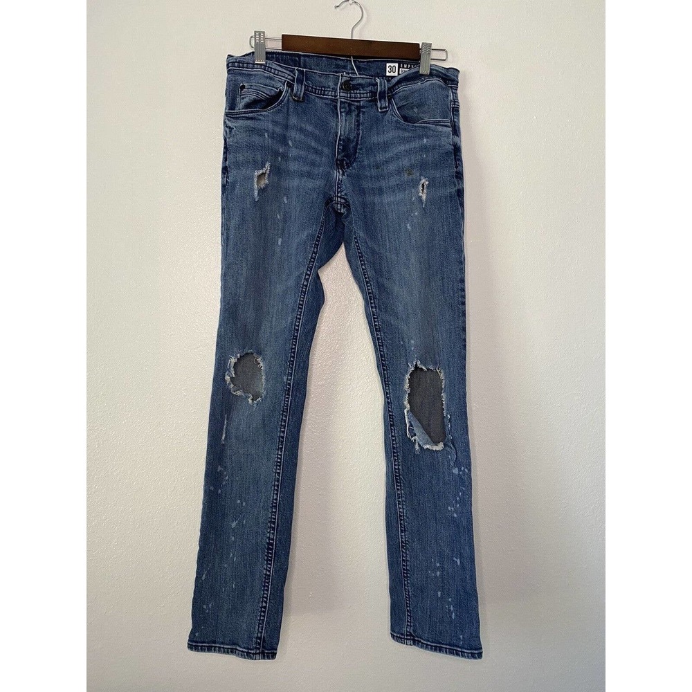 Empyre Men's Skeletor Skinny Ripped and Distressed‎ Jeans Size 30 Medium Blue
